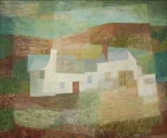 Jack Courier, Landscape with House, 1969, oil on board