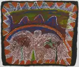 Ginger Riley Munduwalawala, Ngak Ngak and the Four Arches, 1989, synthetic polymer paint on canvas