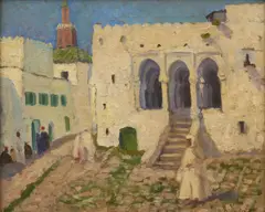 E. Phillips Fox, Mosque, Tangiers, 1915, oil on canvas on board