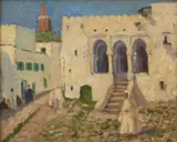 E. Phillips Fox, Mosque, Tangiers, 1915, oil on canvas on board