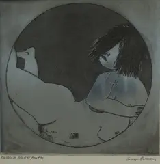 (Figure in Circle) by George Baldessin, etching, sold Nov 2018