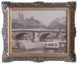 Max Meldrum, Pont Neuf, Paris, Hiver, 1929, oil on board