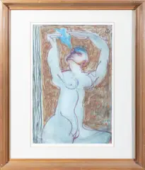 Sam Atyeo, Bluebird, 1931, watercolour and pastel on paper