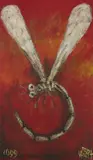 Pro Hart, Dragonfly, 1999, oil on board