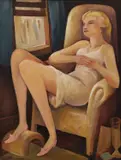 Bill Coleman, Reclining Woman, oil on board
