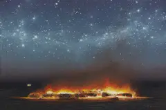 Tim Storrier, Night Fire, oil on linen
