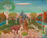 James Fardoulys, The Good Companions, 1972, oil on board