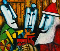 Christmas Miner by Pro Hart, oil on board, sold Nov 2018