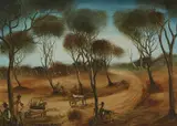 Pro Hart, Travelling Miners, oil on board