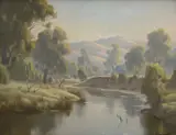Ernest Buckmaster, Landscape with River, oil on canvas