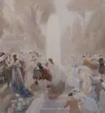 Garden Party by Norman Lindsay, 1922, watercolour on paper, sold Nov 2018