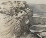 Lloyd Rees, Geringgong Rocks, 1966, watercolour and charcoal on paper