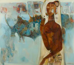 J. Sultan Ali, Muria Maiden, 1967, oil on canvas