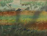 Thomas Yeo, Evening Shadows, gouache on rice paper laid on board