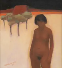 Bernhard Rust, Girl in central Australia,, 1985, Oil on board