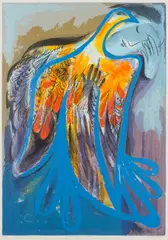 Fire Bird by Charles Blackman, screenprint 142/150, sold Sep 2018