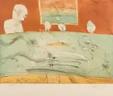 John Olsen, Lunch At Lucios, etching BAT