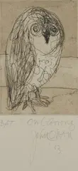 Owl-Coorong by John Olsen, 2003, etching BAT, sold Sep 2018