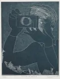 Charles Blackman, Night and Day I, etching 23/90