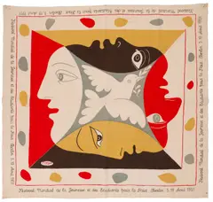 Pablo Picasso, Festival Mondial de la Jeunesse et des Etudiants pour la paix, screenprint in colours on cotton
