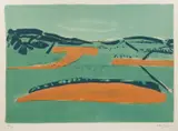Henryk Hayden, Green and Orange Landscape, 1968, screenprint 41/75