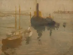 Elizabeth Dickson Gibson, Sydney Harbour, oil on panel