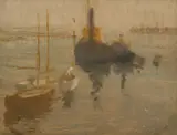 Elizabeth Dickson Gibson, Sydney Harbour, oil on panel