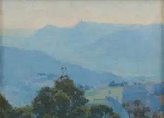 Landscape by Norah Gurdon, oil on canvasboard, sold Oct 2018
