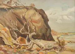 Norma Bull, Beach, oil on metal