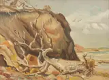 Norma Bull, Beach, oil on metal