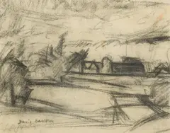Bessie Davidson, Landscape, charcoal