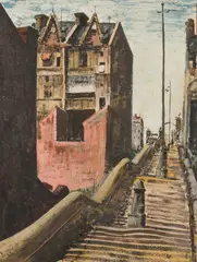 Phyl Waterhouse, McElhone St. Steps, Kings Cross, Sydney, ink and gouache on paper