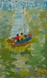 Ludmilla Meilerts, Children Boating St Kilda Victoria, c.1960, oil on canvasboard