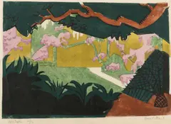 Dorrit Black, Wisteria, Wentworth House, 1930-31, colour linocut on thin laid paper, ed. 10/50