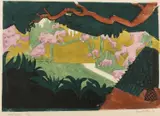 Dorrit Black, Wisteria, Wentworth House, 1930-31, colour linocut on thin laid paper, ed. 10/50