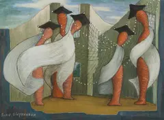 June Ethel Stephenson, The Betrothal, pastel, ink and chalk on paper