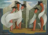 June Ethel Stephenson, The Betrothal, pastel, ink and chalk on paper