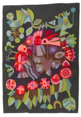 Birds in a Bush by Erica McGilchrist, 1968, heat polymerising acrylic on linen, sold Oct 2018