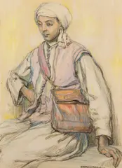 Hilda Rix Nicholas, Oriental Man, pastel on paper