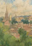 Dora Serle, Abbotsford Skyline c.1930's, oil on board