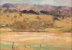 Shirley Bourne, Summer Landscape, oil on board