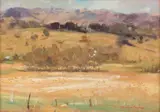 Shirley Bourne, Summer Landscape, oil on board