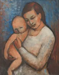 Dorothea Francis, Mother and Child, 1960, oil on board