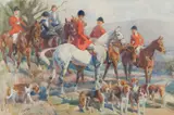 Sketch For The Hunt by Harold Septimus Power, watercolour on paper, sold Sep 2018