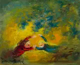 David Boyd, Children in a Strawberry Field, oil on board
