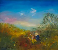 Reaching for the Cockatoos by David Boyd, oil on board, sold Sep 2018