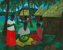 Ray Crooke, Fijian Village, oil on canvas