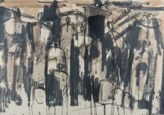 Roger Kemp, Figures #5, ink on paper