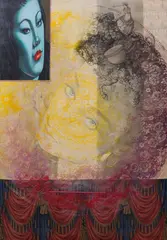 Annette Bezor, Blue Moon 1998 #1, mixed media on canvas