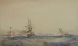 Oswald Walters Brierly, Coming into Portsmouth, watercolour on paper